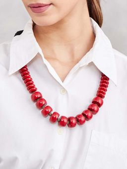 Fabindia - Women Red Wood Necklace