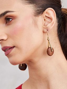 Fabindia - Women Brown Wood Earrings