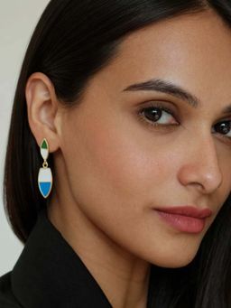 House of Pehr - Women Blue Brass Earrings