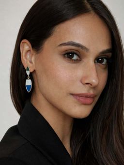 House of Pehr - Women Blue Brass Earrings