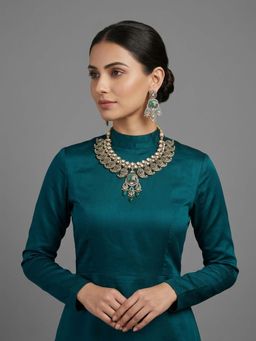 Odette - Women Blue Alloy Necklace with Earring