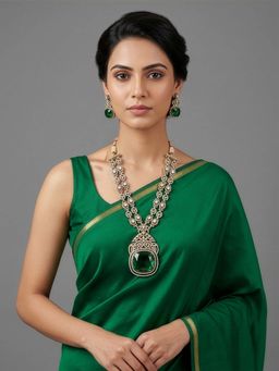 Odette - Women Green Alloy Necklace with Earring