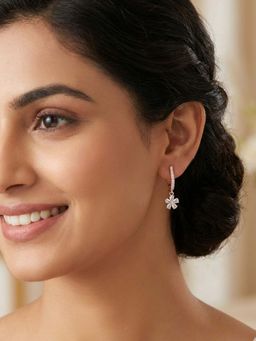 Accessher - Women White Rose Gold Earrings
