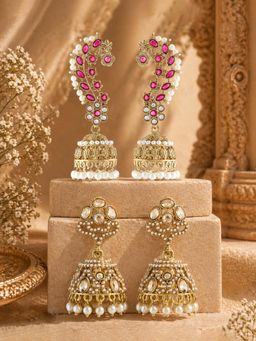 Zaveri Pearls - Women Pink Alloy Pairs Of Earrings (Pack of 2)