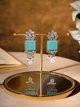 Zaveri Pearls - Women Turquoise Alloy Earrings