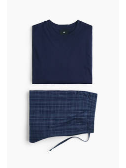 H&M - Men Blue Solid T-shirt and Pyjama