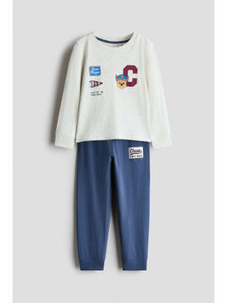 H&M - Boys White Printed Cotton Top and Joggers