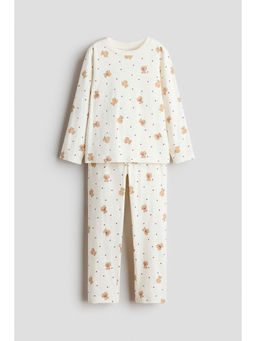 H&M - Girls White Printed Cotton Pyjamas and Top