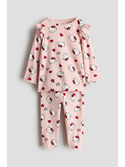 H&M - Girls Pink Printed Pyjamas and Top