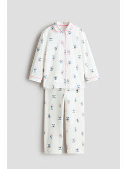 H&M - Girls White Patterned Jersey Pyjamas and Shirt
