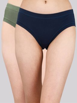 SOIE - Womens Mid Rise Stretch Cotton Seamless Full Coverage Panty Multi-Color (Pack of 2)