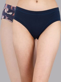 SOIE - Womens Mid Rise Stretch Cotton Seamless Full Coverage Panty Multi-Color (Pack of 2)