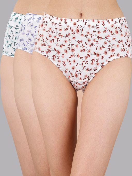 SOIE Womens High Waist Full Coverage Stretch Cotton Hipster Panty Multi-Color (Pack of 3)