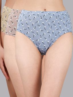 SOIE - Womens High Waist Full Coverage Stretch Cotton Hipster Panty Multi-Color (Pack of 3)