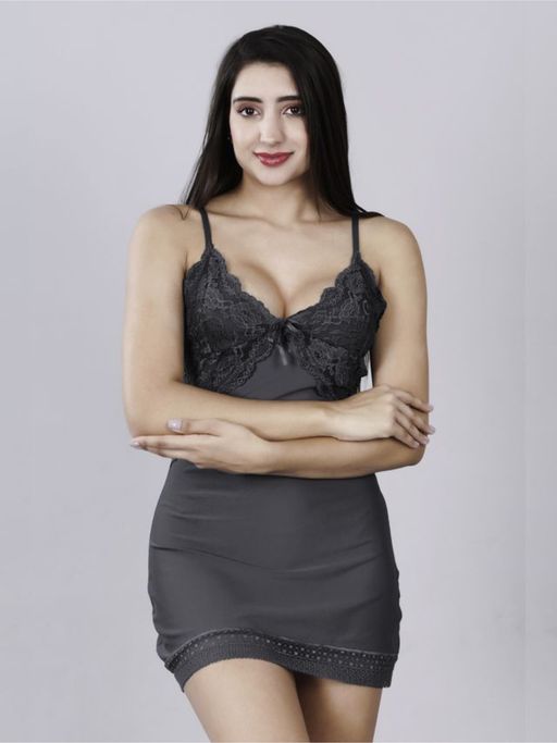 knee length dresses for ladies Overall Lacy with Deep Neck Sensual Teddy Dress