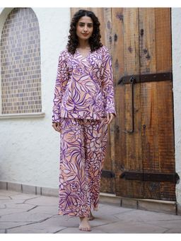 SAY - Printed Pure Cotton V-Neck Night Suit Multi-Color (Set of 2)