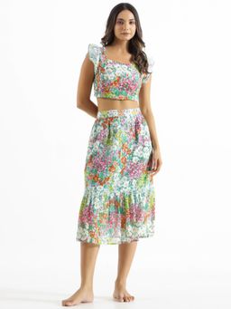 SAY - Women Printed Cotton Night Suit Multi-Color (Set of 2)