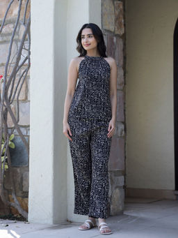 SAY - Printed Cotton Night Suit Black (Set of 2)