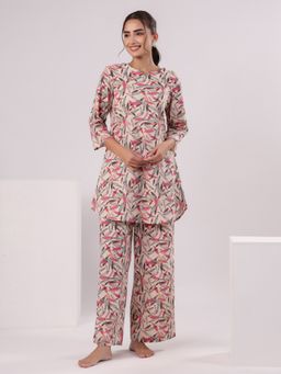 SAY - Women Pure Cotton Night Suit Multi-Color (Set of 2)