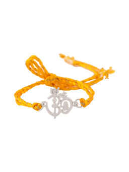 Estele - Rhodium Plated Trishul & Om Designer Rakhi with Fancy Silk Thread