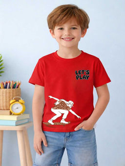 MALKIAT - Boys Red Skate Rush Graphic Printed Cotton T-shirt