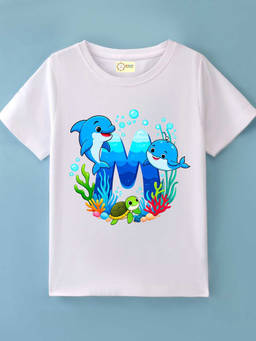 MALKIAT - Kids White Aqua Joy Graphic Printed Cotton T-shirt
