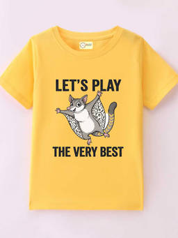 MALKIAT - Kids Yellow Play Glider Graphic Printed Cotton T-shirt