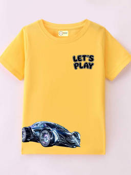 MALKIAT - Kids Yellow Future Motion GT Graphic Printed Cotton T-shirt
