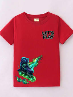 MALKIAT - Kids Red Skate Blaze Mode Graphic Printed Cotton T-shirt