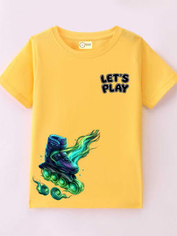 MALKIAT - Kids Yellow Skate Blaze Mode Graphic Printed Cotton T-shirt