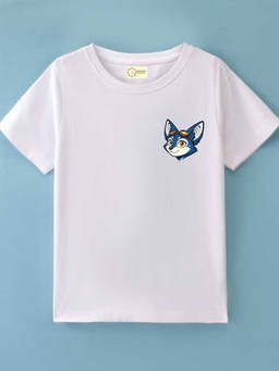 MALKIAT - Kids White Fox Rider Graphic Printed Cotton T-shirt