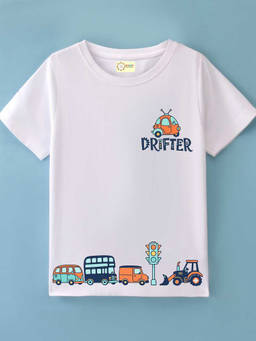 MALKIAT - Kids White City Ride Graphic Printed Cotton T-shirt