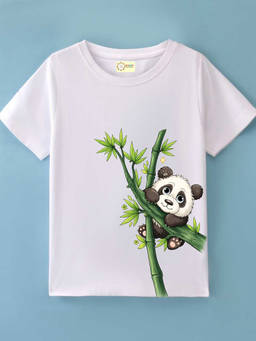 MALKIAT - Kids White Bamboo Hugger Graphic Printed Cotton T-shirt