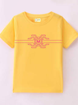 MALKIAT - Kids Yellow TechCore M Design Graphic Printed Cotton T-shirt