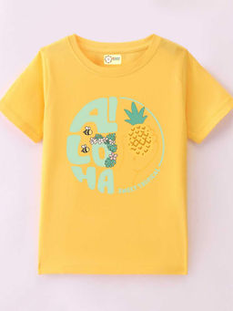 MALKIAT - Kids Yellow Sweet Summer Aloha Graphic Printed Cotton T-shirt