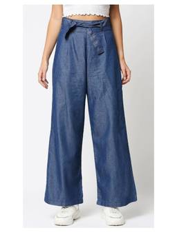 Tripursundari Fashion - Navy Blue Denim Versatile Fit Trouser