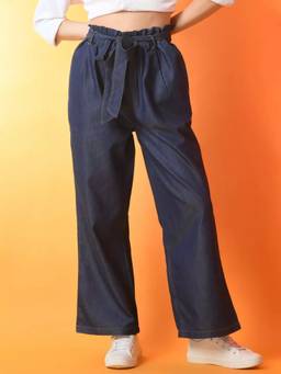 Tripursundari Fashion - Navy Blue Denim Versatile Trouser