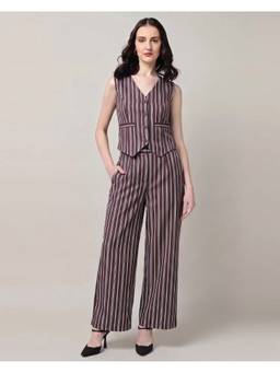 Sands of India - Women’s Maroon Striped Co-ord Set