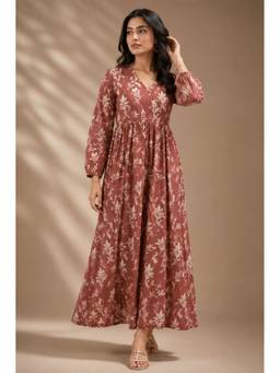 BRINNS - Women Brown Maxi Fit & Flare Maxi Dress