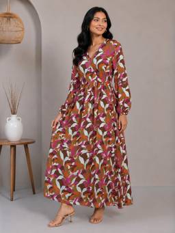 BRINNS - Women Multi-Color Maxi Fit & Flare Maxi Dress