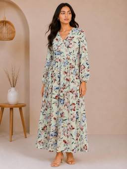 BRINNS - Women Multi-Color Maxi Fit & Flare Maxi Dress