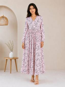 BRINNS - Women Pink Maxi Fit & Flare Maxi Dress