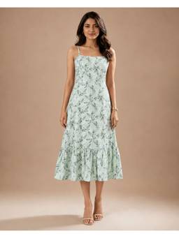 BRINNS - Women Green Midi Fit & Flare Midi Dress