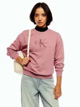 Calvin Klein - Mauve Relaxed Fit Cotton Crew Neck Sweatshirt