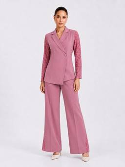 Powersutra - Women Dusty Pink Double Breasted Co-Ord