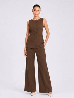 Powersutra - Women Brown Boat Neck Co-Ord