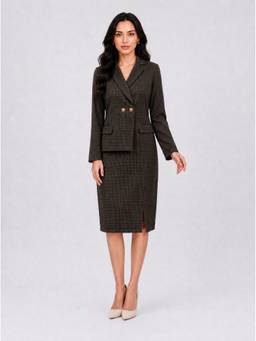 Powersutra - Women Brown Blazer Midi Dress