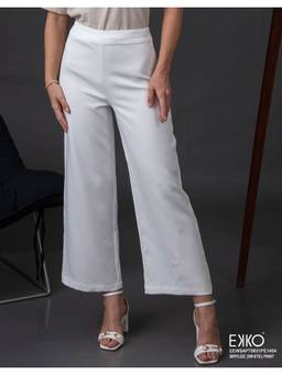 EKKO - White Relaxed Fit Mid Waisted Straight Leg Pant