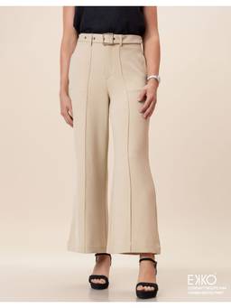 EKKO - Beige Relaxed Fit Buckle Detail Pant