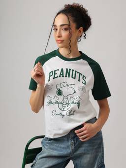 Free Authority - Multi-Color Official Peanuts Snoopy Women Relaxed Fit Tshirt